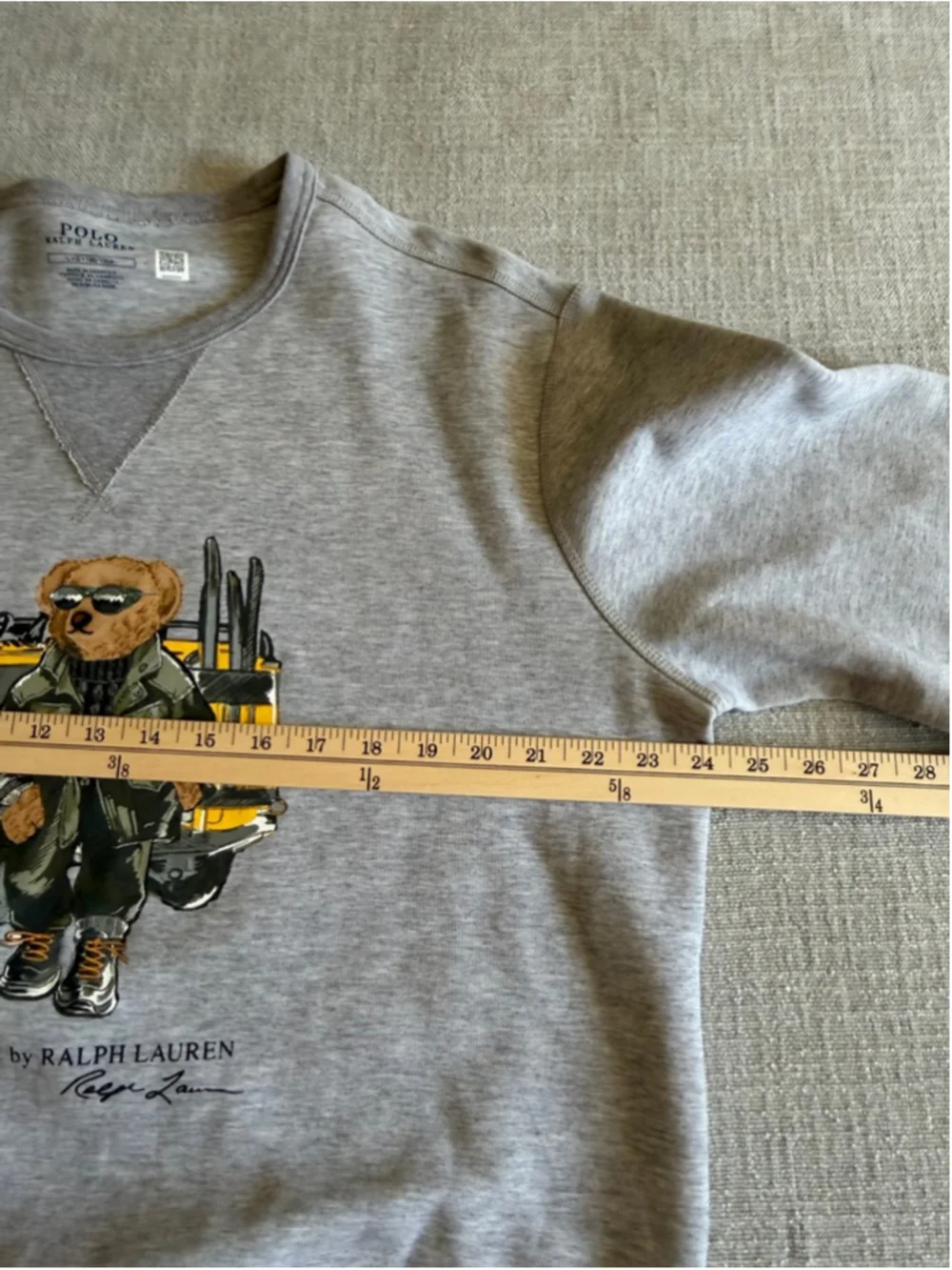 Polo Ralph Lauren Mens defender bear print sweatshirt in grey marl size large